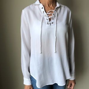 Anthropology cloth & stone lace up v-neck